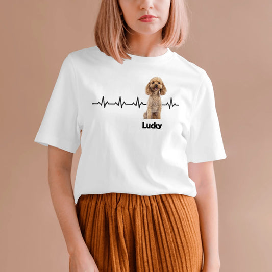 T-shirt photo personnalisé - « Rythme cardiaque » avec photo de votre animal