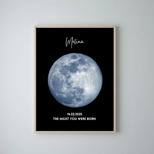La nuit de ta naissance - Affiche personnalisée des phases de lune anniversaire, naissance lune