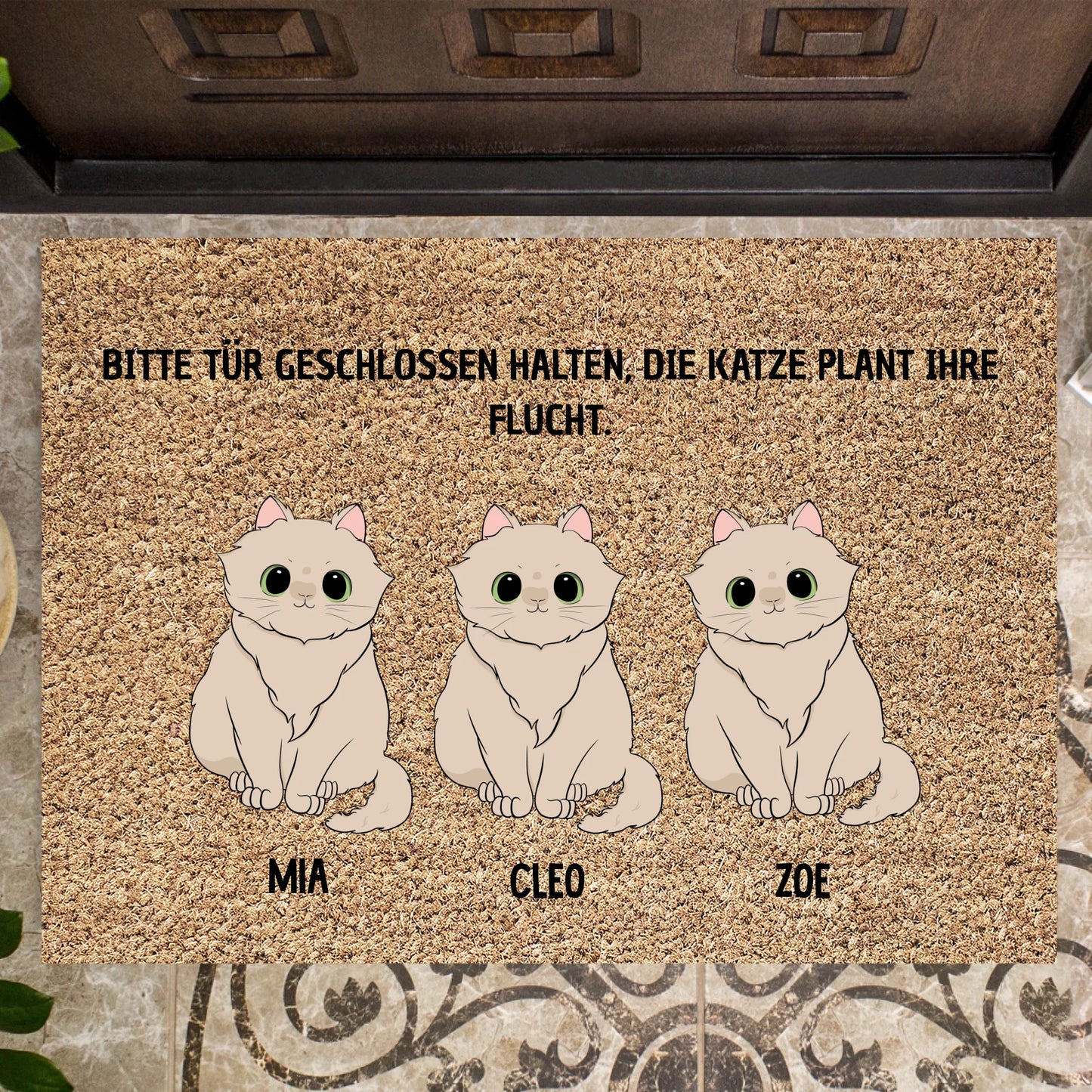 "Plan Miau" - Paillasson chat personnalisé avec un dicton amusant (1 à 5 chats)