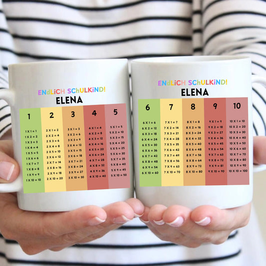 Enfin un gobelet mémo 1x1 pour écolier - mug personnalisé pour l'inscription à l'école