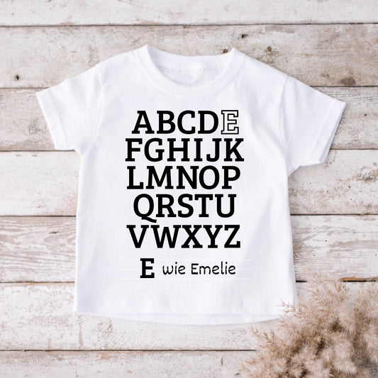 ABC Student - Gepersonaliseerd T-shirt voor kinderen, voor schoolinschrijving, 1e klas, eigen naam (100% katoen)