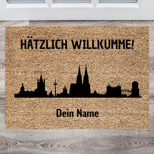 Skyline de Cologne, bienvenue ! - Paillasson personnalisé