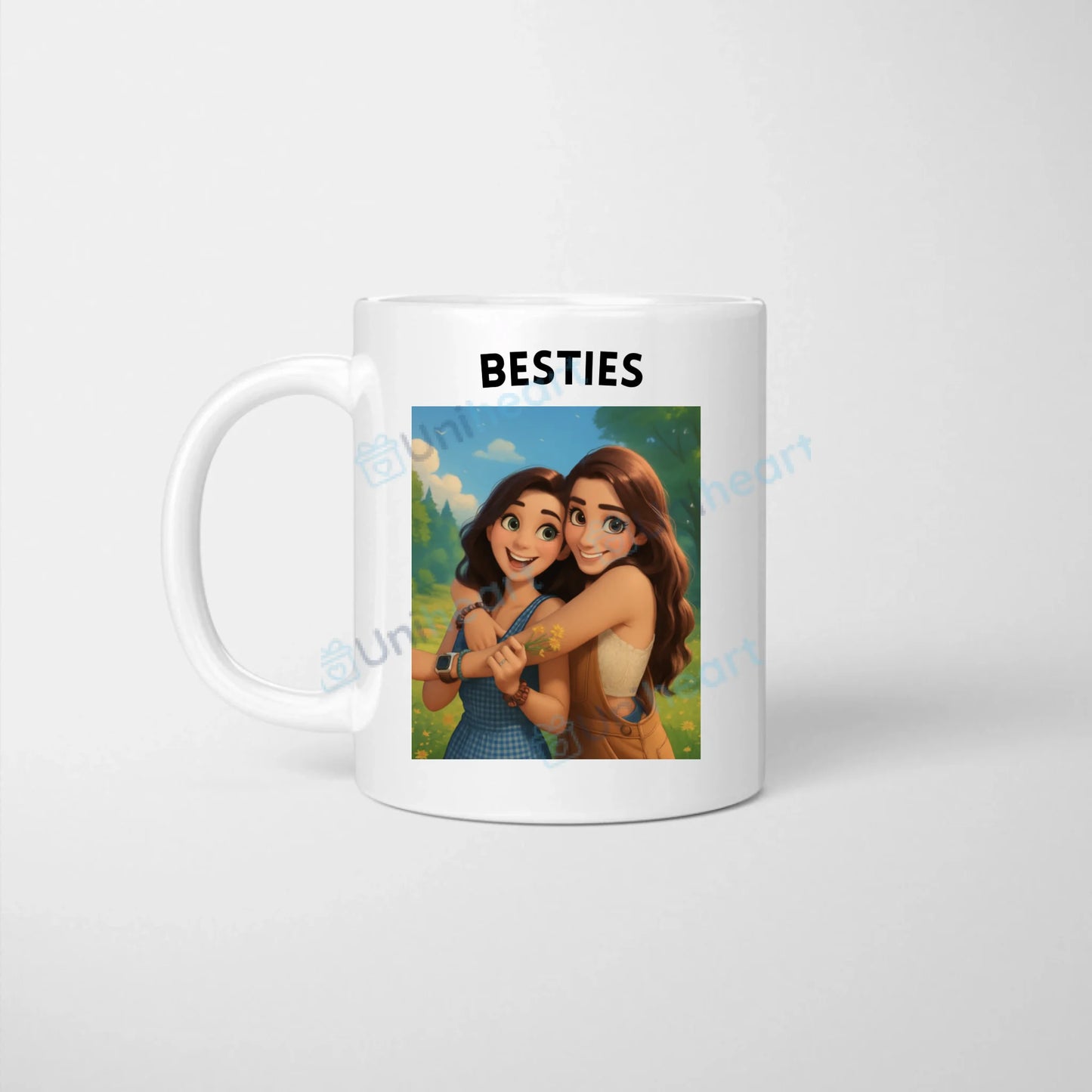 Mug photo personnalisé Besties Cartoon (Transformez vos photos en dessin Disney)