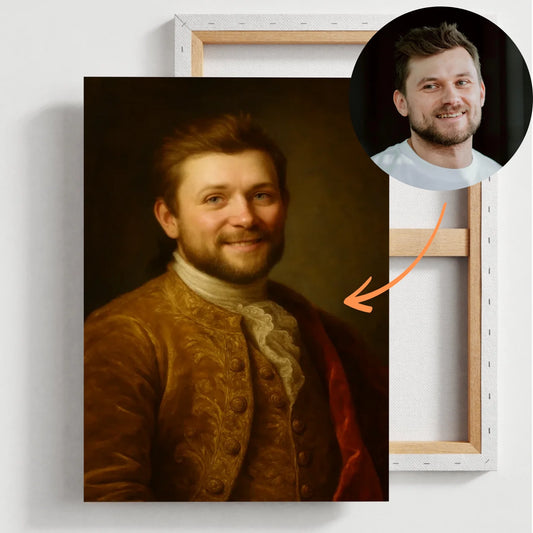 Portrait royal - Toile personnalisée avec téléchargement de photos dans le style d'une peinture à l'huile royale