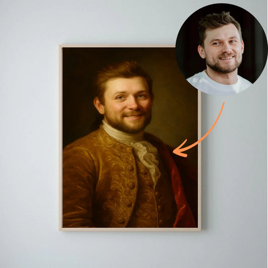 Portrait royal - Affiche personnalisée avec téléchargement de photo dans le style d'une peinture à l'huile royale