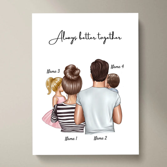 Ouders met kinderen - Persoonlijke Poster (Ouders met 1-4 kinderen)