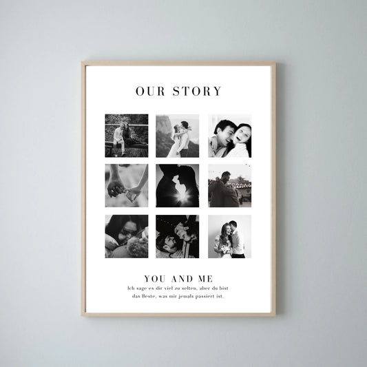 "Our Story" Collage photo personnalisé pour les couples, ton partenaire