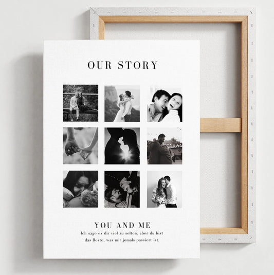 "Our Story" Gepersonaliseerd fotocollage op canvas voor koppels, je partner