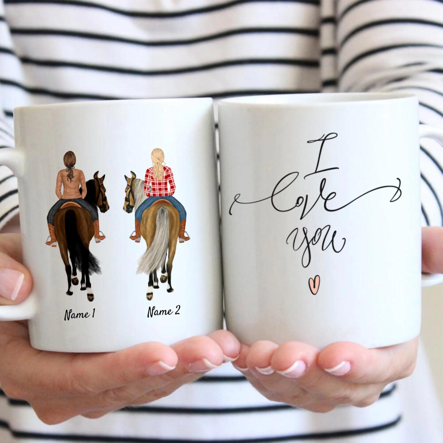 Mug personnalisé pour les amoureux des chevaux « La vie est plus belle avec un cheval », Mug équestre