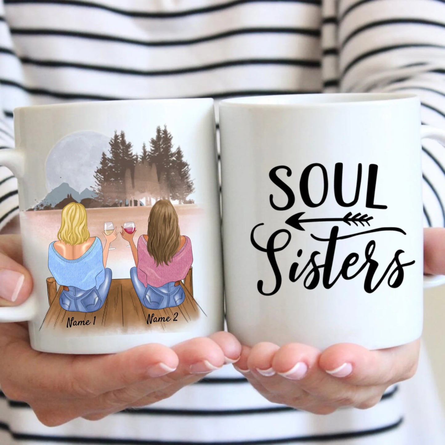 Definitie van 'Vrienden voor het leven' - Gepersonaliseerde mok voor beste vrienden, collega's, broers en zussen (2-4 personen)