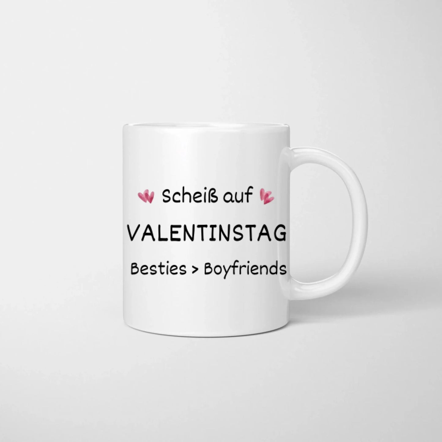 Meilleures amies avant les copains, au diable la Saint-Valentin ! - Mug personnalisé (2-4 personnes) pour copines, collègues, frères et sœurs