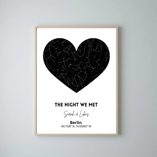 La nuit de notre rencontre - Affiche personnalisée ciel étoilé pour votre partenaire, Saint-Valentin
