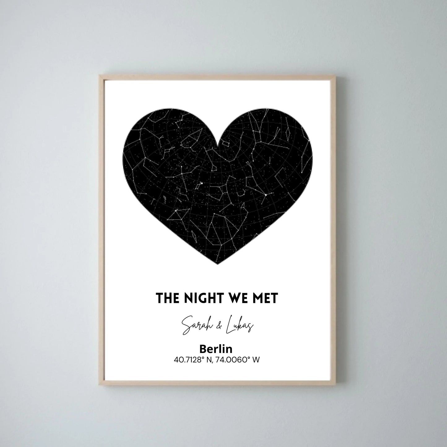 De Nacht Dat We Ontmoetten - Gepersonaliseerde Sterrenhemelposter voor je partner, Valentijnsdag