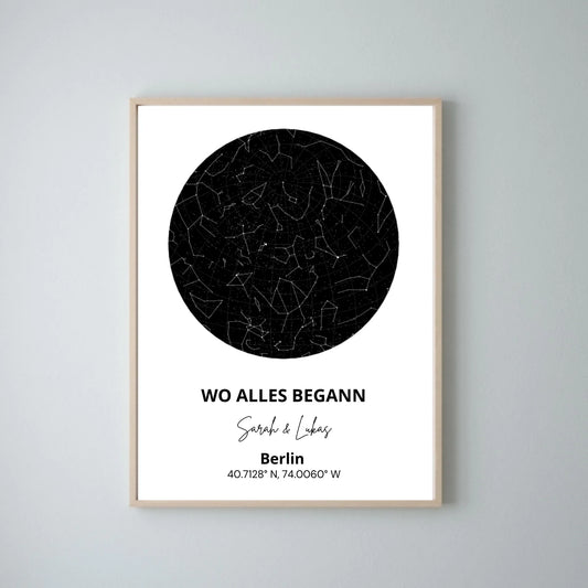 Onze sterrenhemel, waar het allemaal begon - Gepersonaliseerde sterrenkaartposter