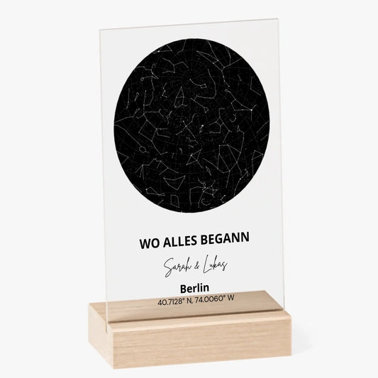 Notre ciel étoilé - Tableau personnalisé en verre acrylique pour votre partenaire, cadeau pour couples