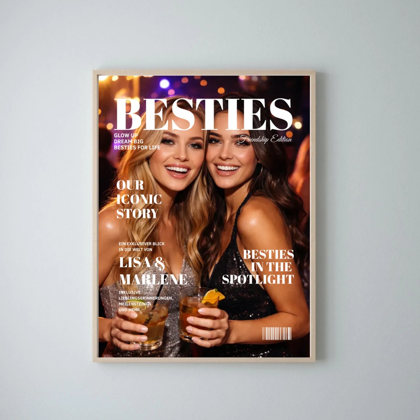 Omslagpagina van Besties Magazine - Gepersonaliseerd postermagazine voor vriendinnen, vriendschapseditie
