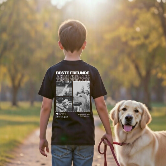 Gepersonaliseerd kinder-T-shirt "Beste Vrienden" (Zwart, 100% katoen, unisex)