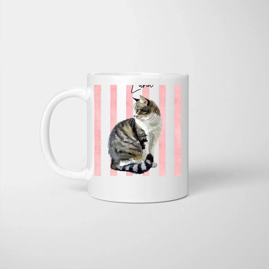 Mug aquarelle personnalisé avec votre photo et le nom de votre animal de compagnie