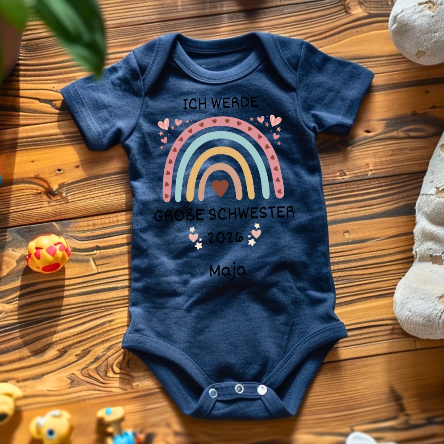 Kleine zus/kleine broer - Gepersonaliseerde babyromper voor geboorte, broertjes en zusjes (100% biologisch katoen)