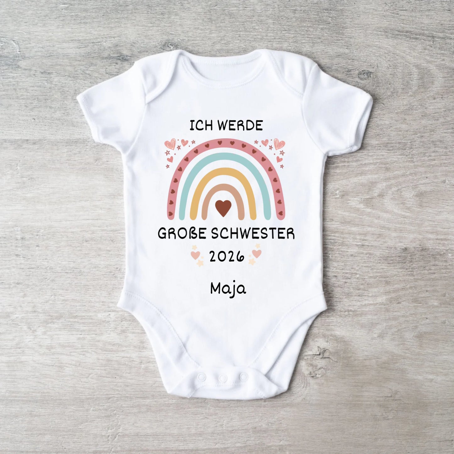 Kleine zus/kleine broer - Gepersonaliseerde babyromper voor geboorte, broertjes en zusjes (100% biologisch katoen)