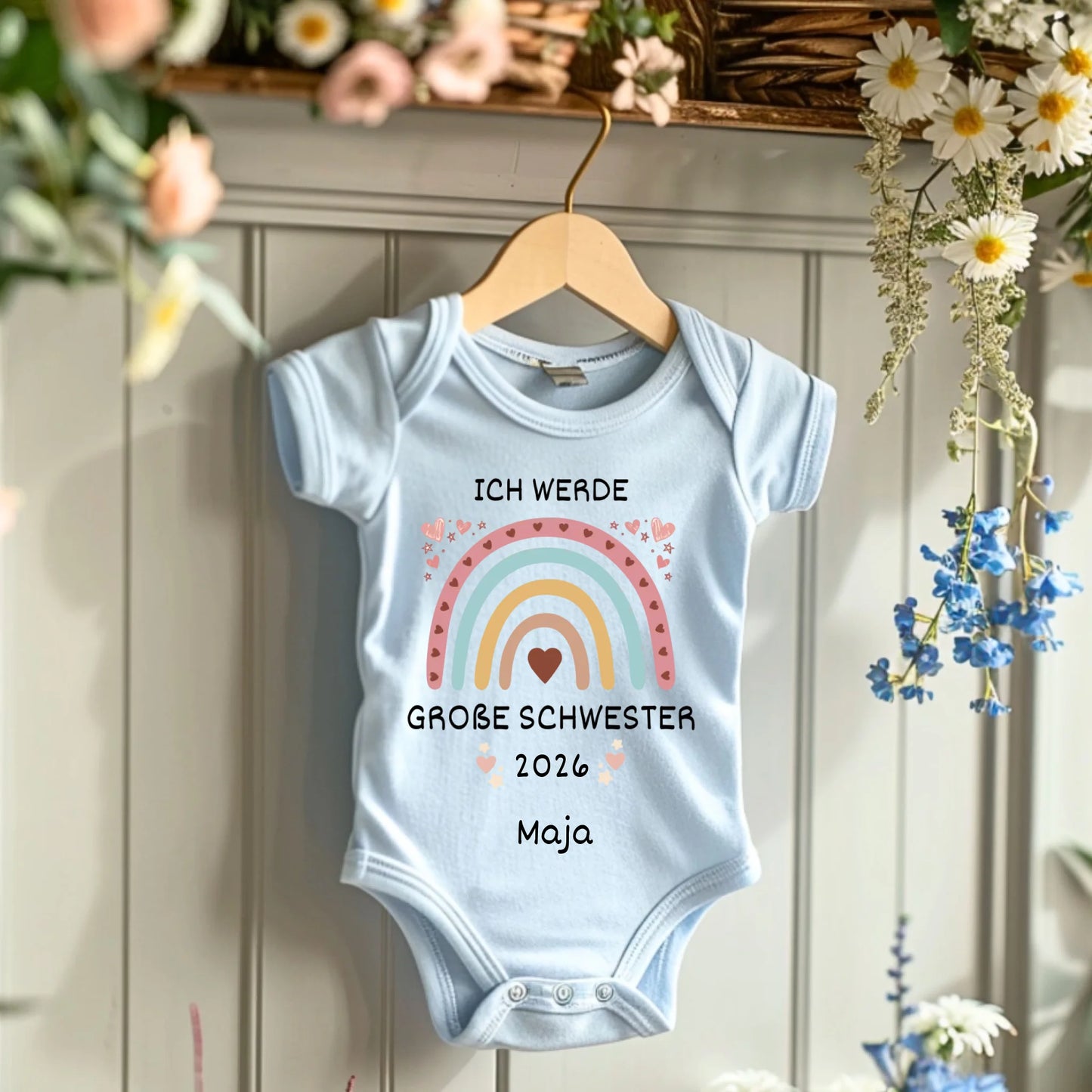 Kleine zus/kleine broer - Gepersonaliseerde babyromper voor geboorte, broertjes en zusjes (100% biologisch katoen)