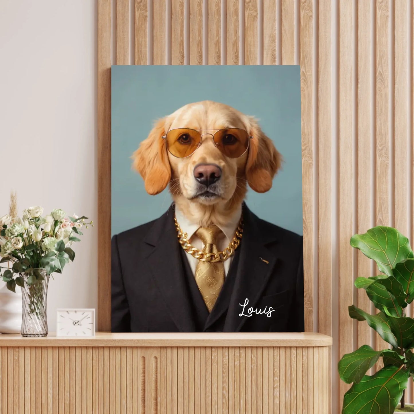 Portrait amusant d'animal de compagnie - Affiche personnalisée avec téléchargement de photo dans différents styles (chien, chat en costume, en super-héros, en astronaute, etc.)