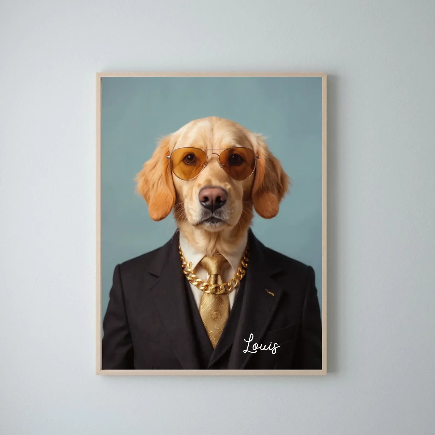 Portrait amusant d'animal de compagnie - Affiche personnalisée avec téléchargement de photo dans différents styles (chien, chat en costume, en super-héros, en astronaute, etc.)