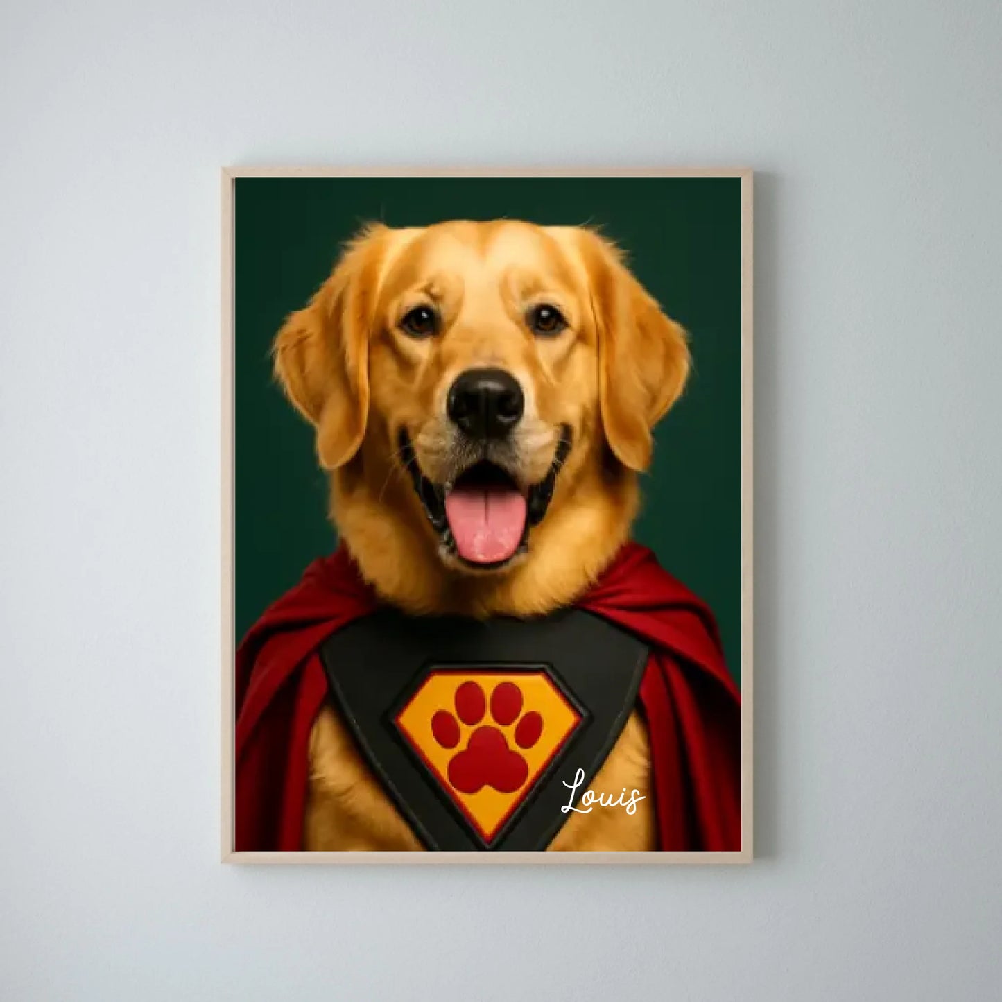 Grappig huisdier Superheldenportret - Gepersonaliseerde poster met foto-upload in verschillende stijlen (hond, kat als superheld, astronaut, etc.)