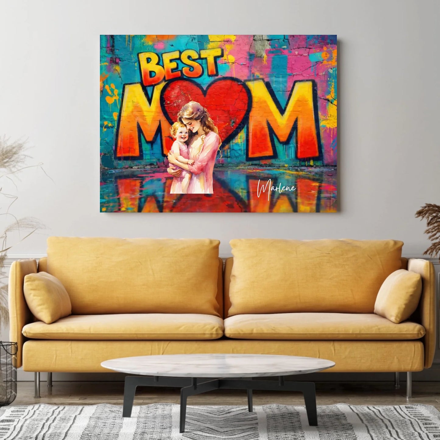 Affiche photo personnalisée Meilleure maman style graffiti/aquarelle (télécharger une photo de maman)