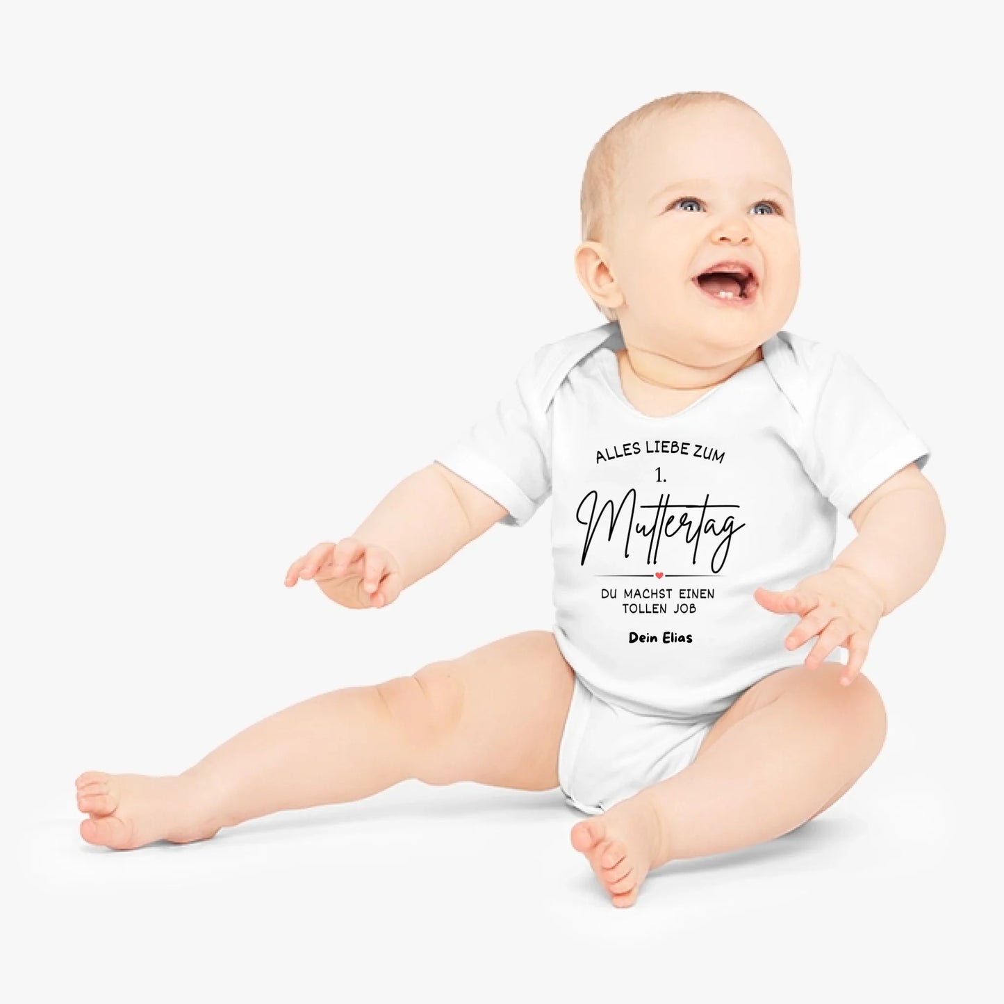 Alles Liebe zum 1. Muttertag - Personalisierter Baby Strampler (100% Bio-Baumwolle)