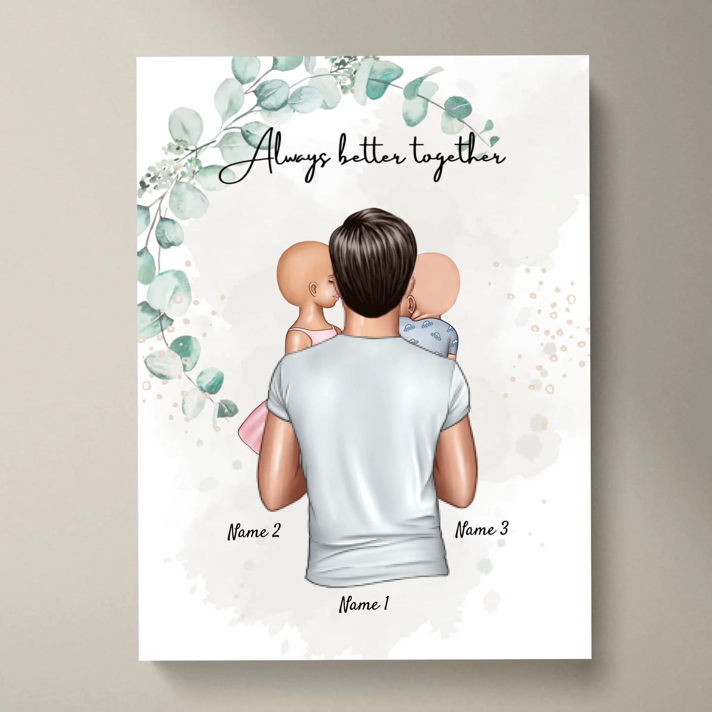 Meilleur papa avec des enfants - Poster Personnalisé