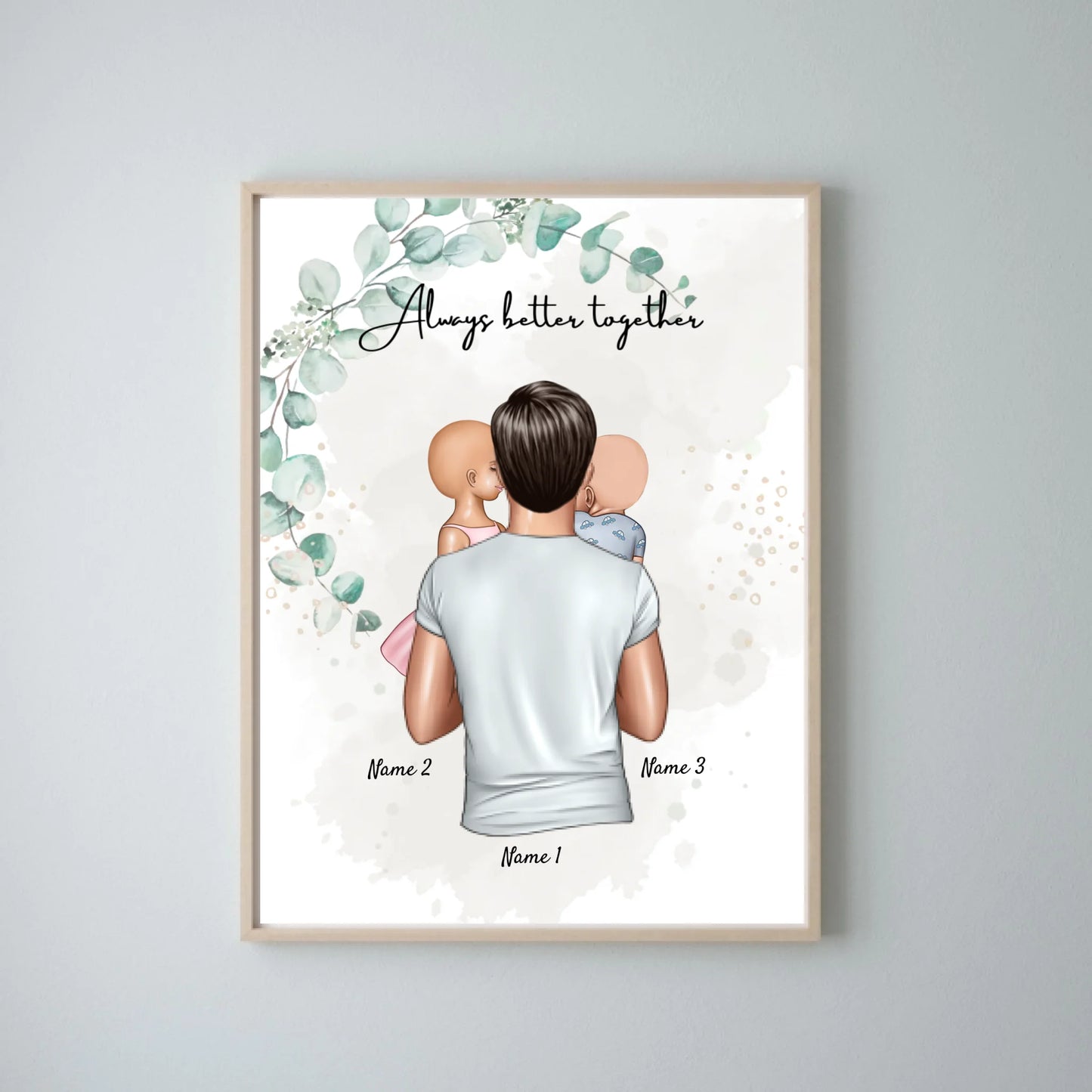 Meilleur papa avec des enfants - Poster Personnalisé