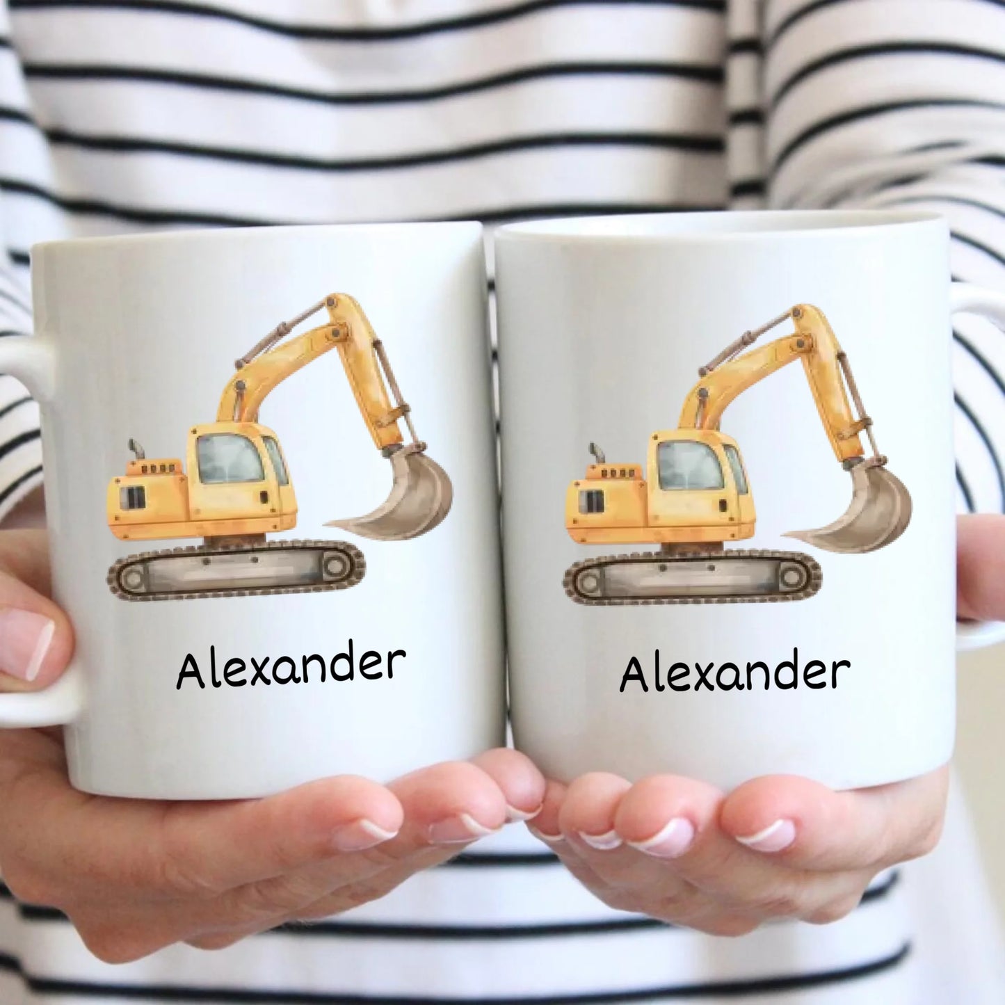 Tasse pelleteuse enfant - Mug personnalisé pour enfants, élèves, avec nom