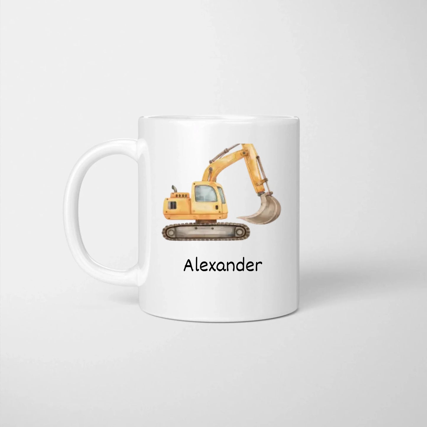 Tasse pelleteuse enfant - Mug personnalisé pour enfants, élèves, avec nom
