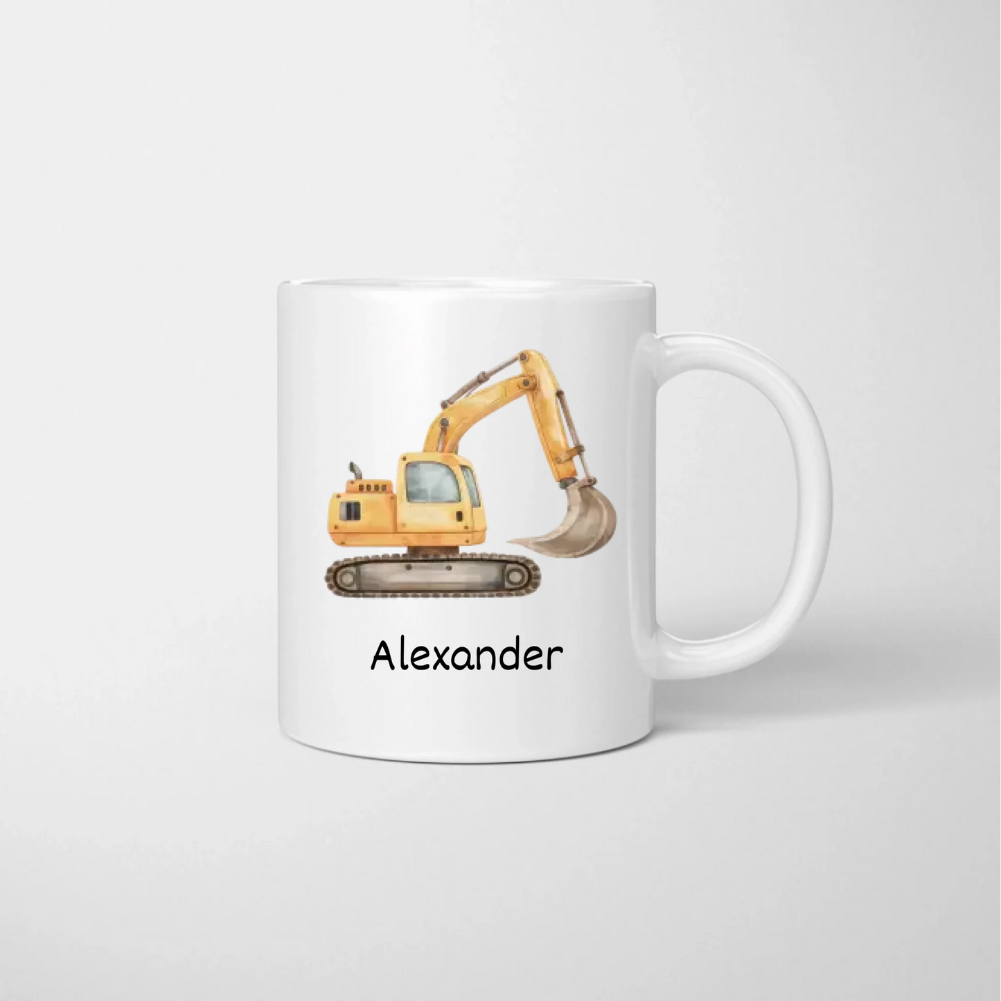 Tasse pelleteuse enfant - Mug personnalisé pour enfants, élèves, avec nom