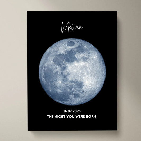 La nuit de ta naissance - Affiche personnalisée des phases de lune anniversaire, naissance lune