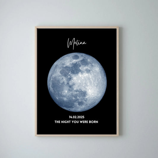 La nuit de ta naissance - Affiche personnalisée des phases de lune anniversaire, naissance lune
