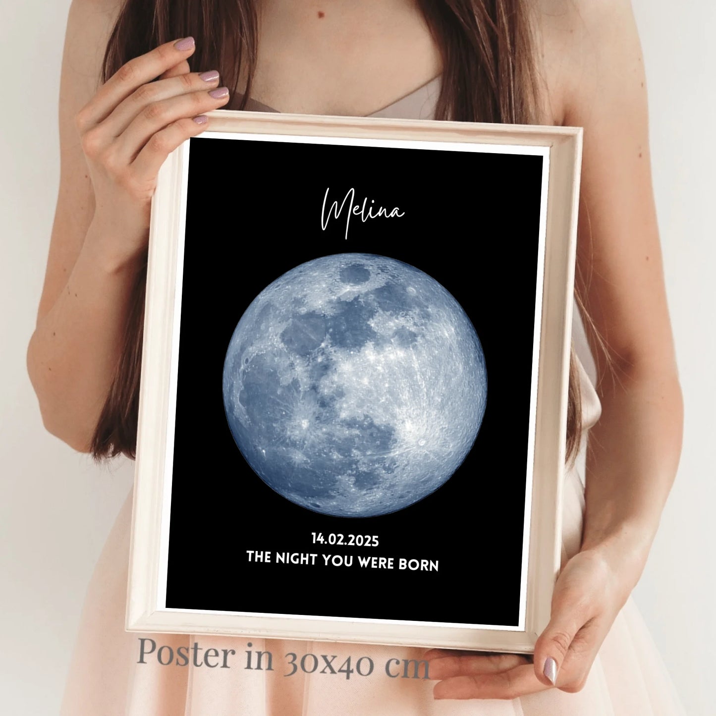 La nuit de ta naissance - Affiche personnalisée des phases de lune anniversaire, naissance lune