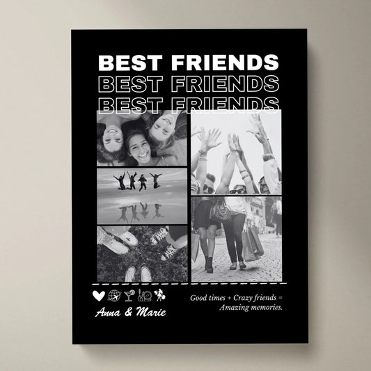 Girlfriends Forever - Affiche photo personnalisée (télécharger 3 à 5 photos)