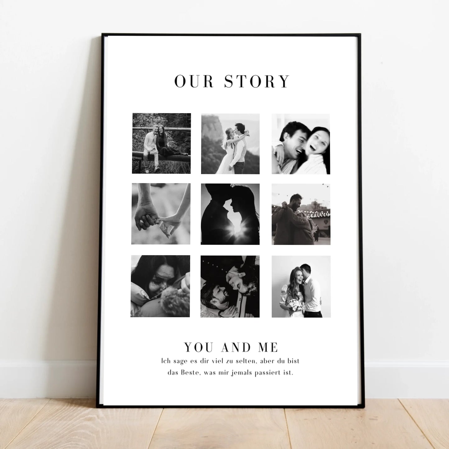 "Ik hou van je" gepersonaliseerde fotocollageposter voor koppels, je partner