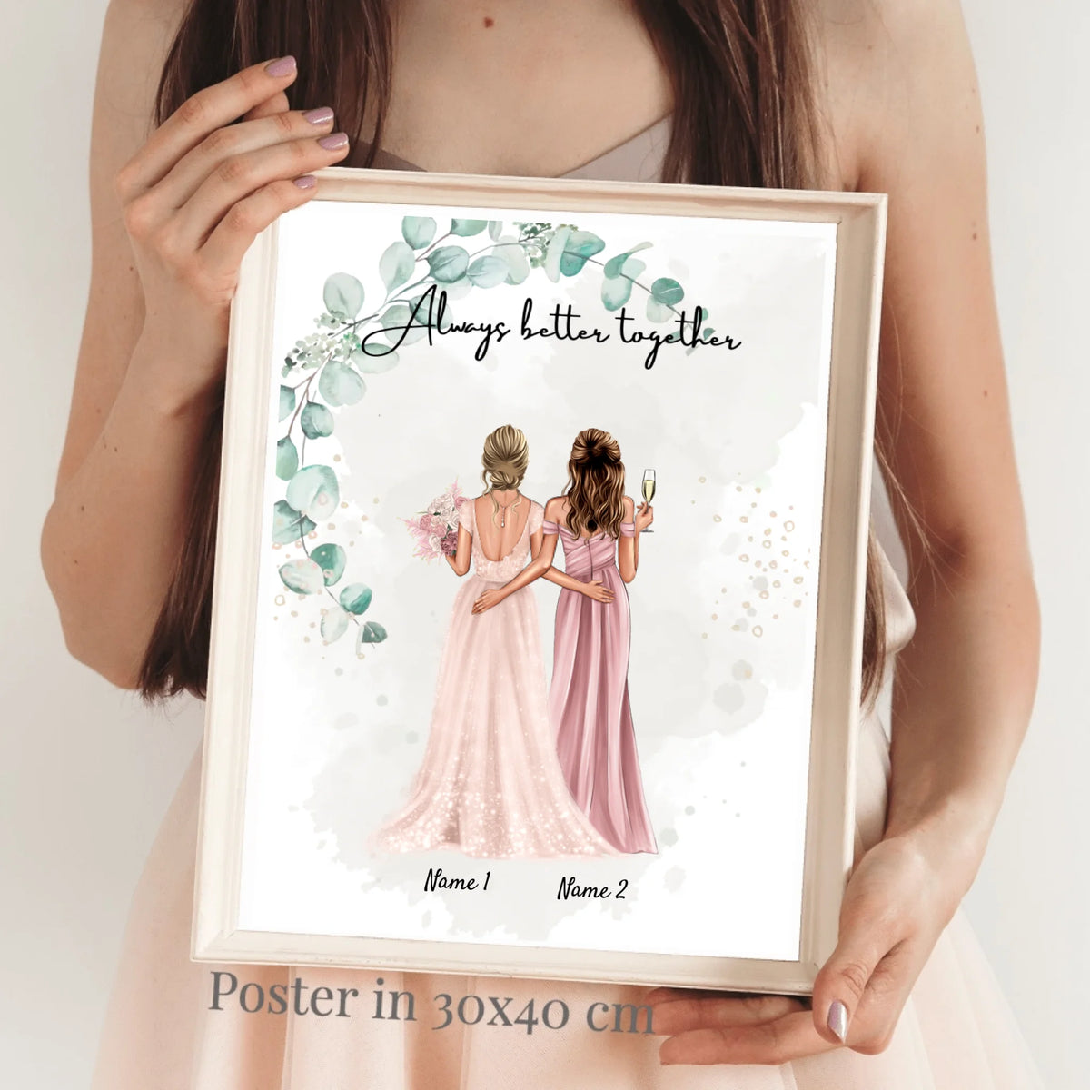 Mariée & témoin - Poster Personnalisé pour les fiançailles/le mariage