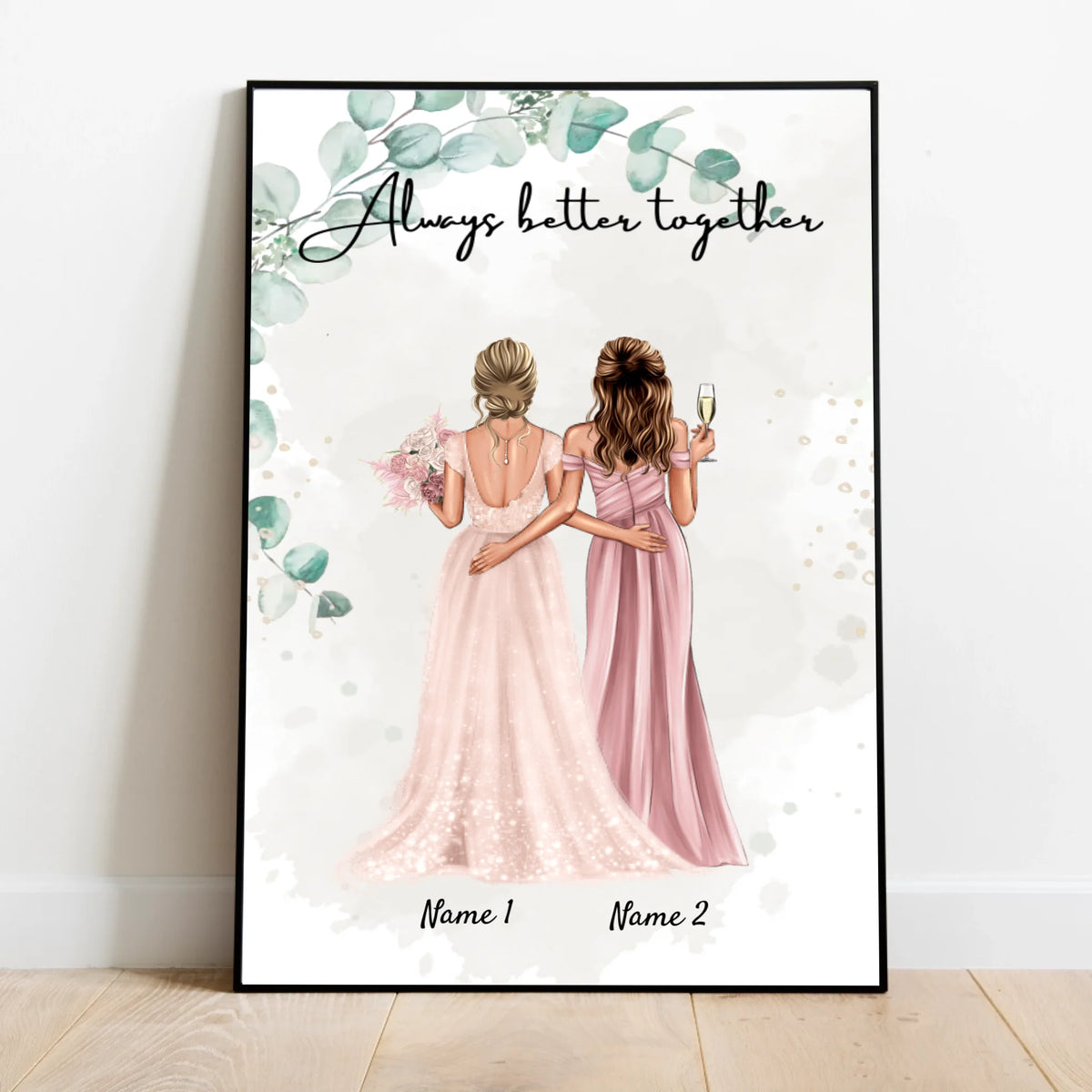 Mariée & témoin - Poster Personnalisé pour les fiançailles/le mariage