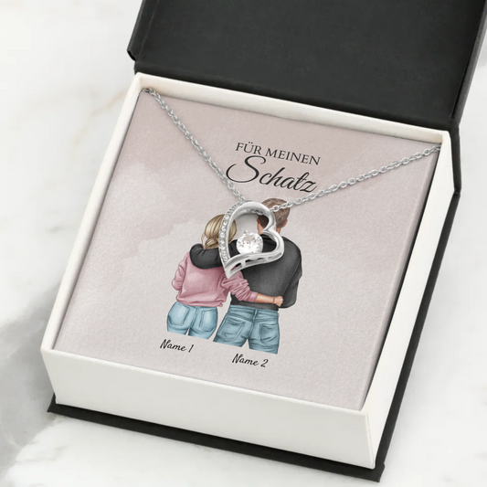 Forever Love "Best Couple" - Ketting met hartjeshanger & gepersonaliseerde kaart