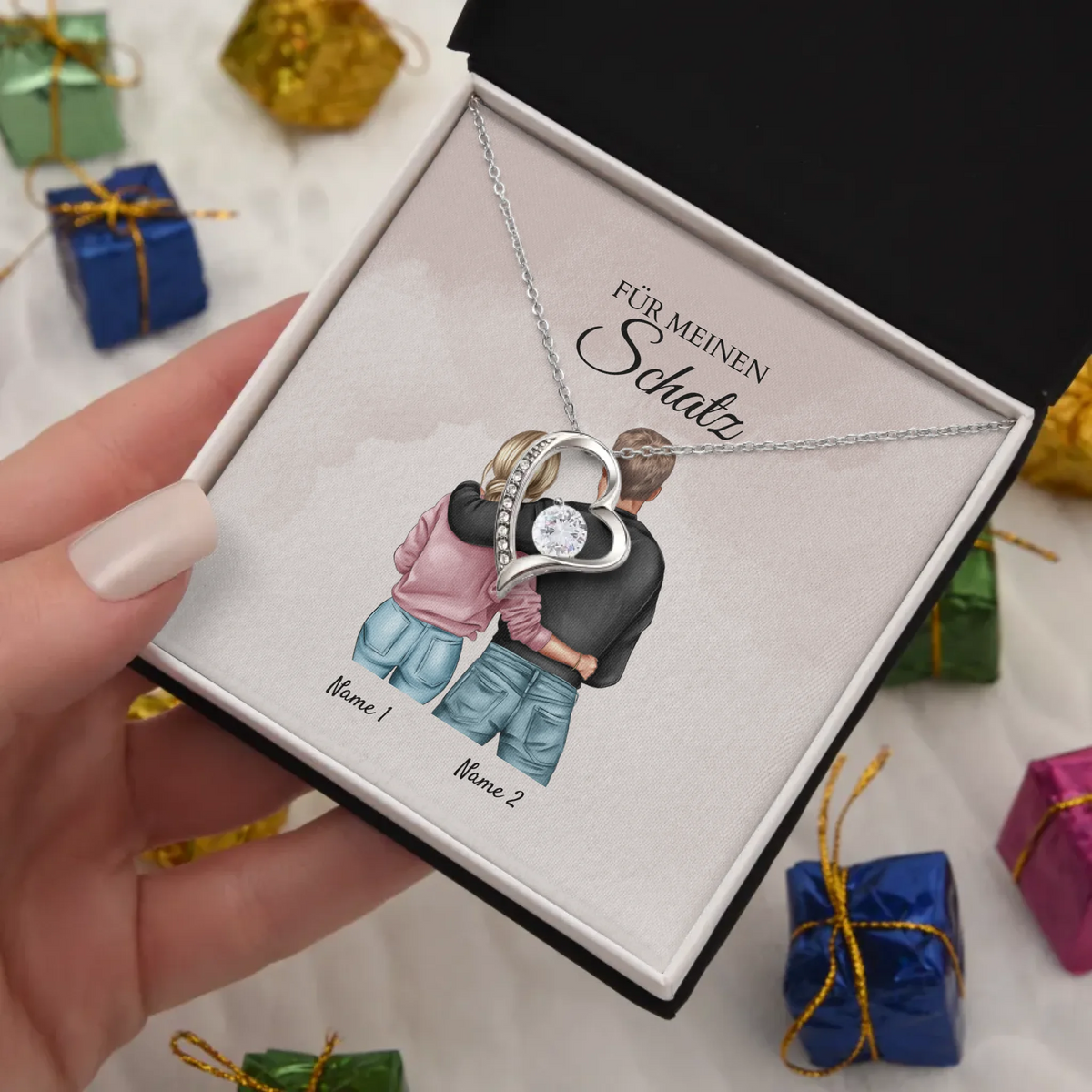 Forever Love "Best Couple" - Ketting met hartjeshanger & gepersonaliseerde kaart