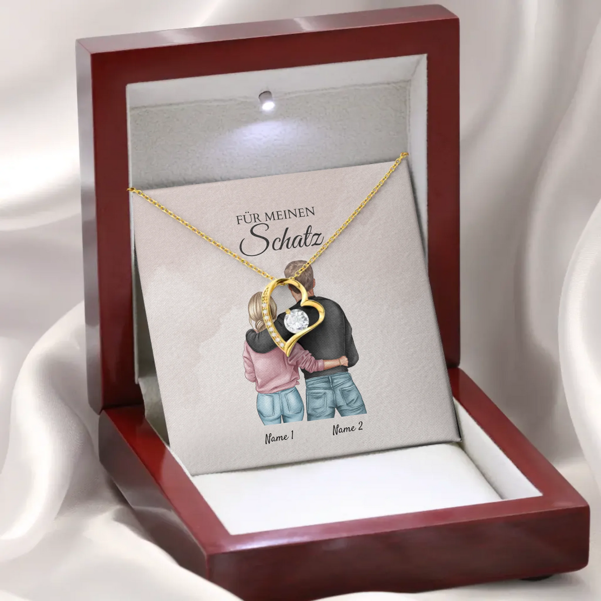 Forever Love "Best Couple" - Ketting met hartjeshanger & gepersonaliseerde kaart