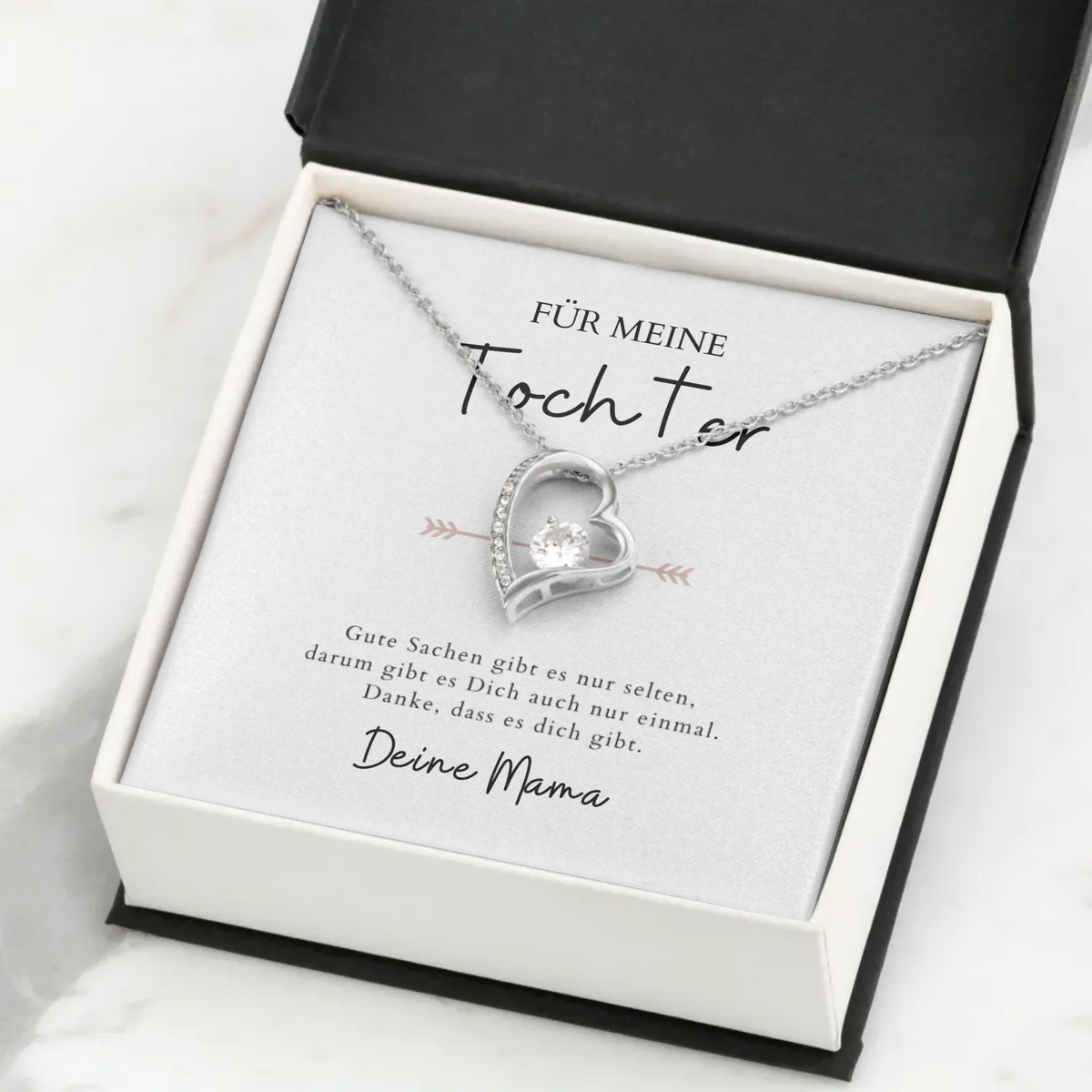 Forever Love "Pour ma fille" - Collier avec pendentif coeur & carte personnalisée (cadeau fille-mère)