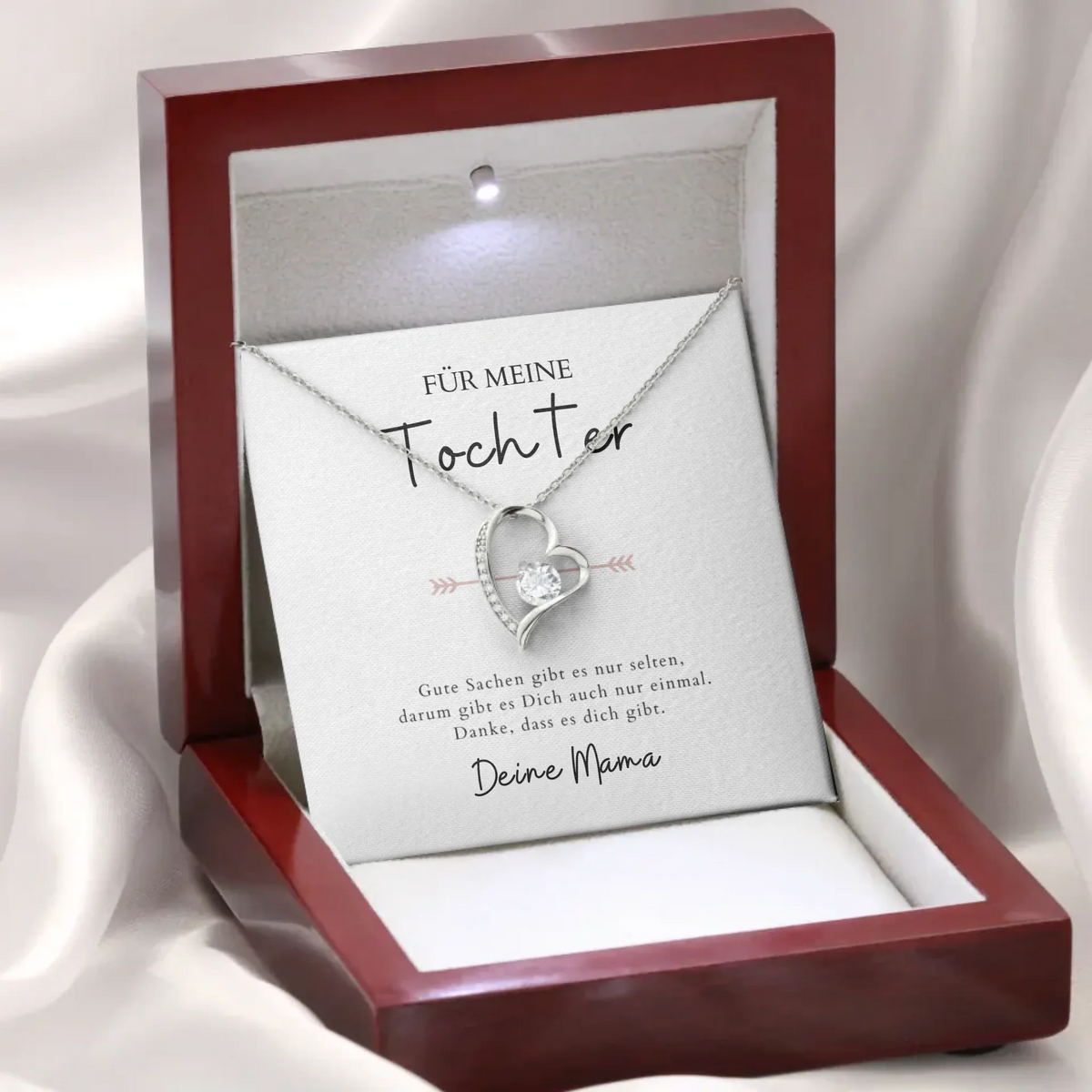 Forever Love "Pour ma fille" - Collier avec pendentif coeur & carte personnalisée (cadeau fille-mère)