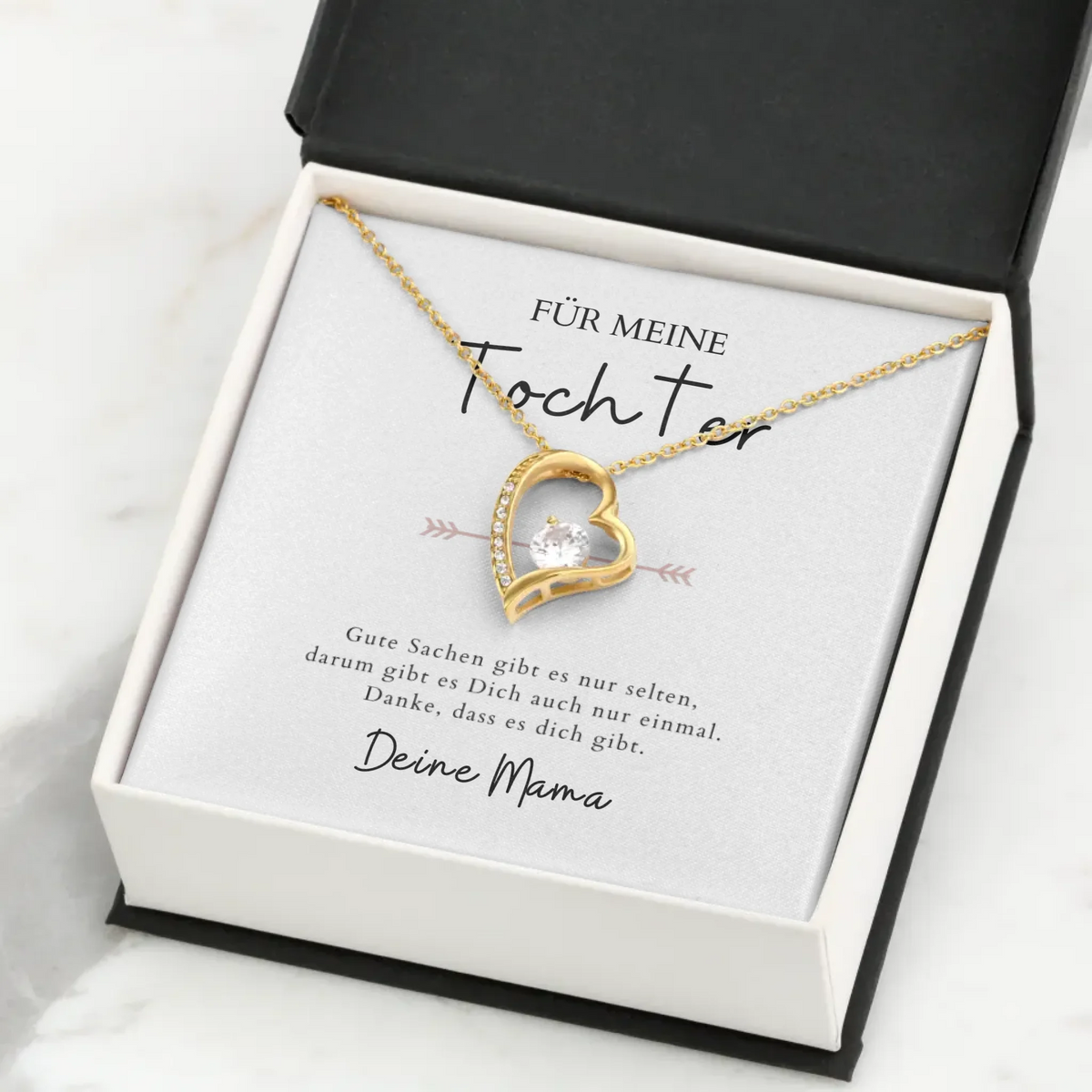 Forever Love "Pour ma fille" - Collier avec pendentif coeur & carte personnalisée (cadeau fille-mère)
