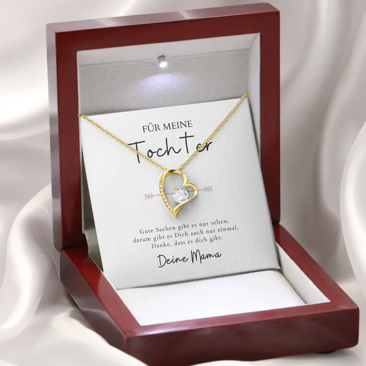 Forever Love "Pour ma fille" - Collier avec pendentif coeur & carte personnalisée (cadeau fille-mère)