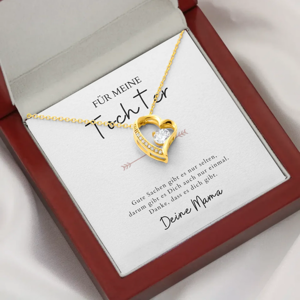 Forever Love "Pour ma fille" - Collier avec pendentif coeur & carte personnalisée (cadeau fille-mère)